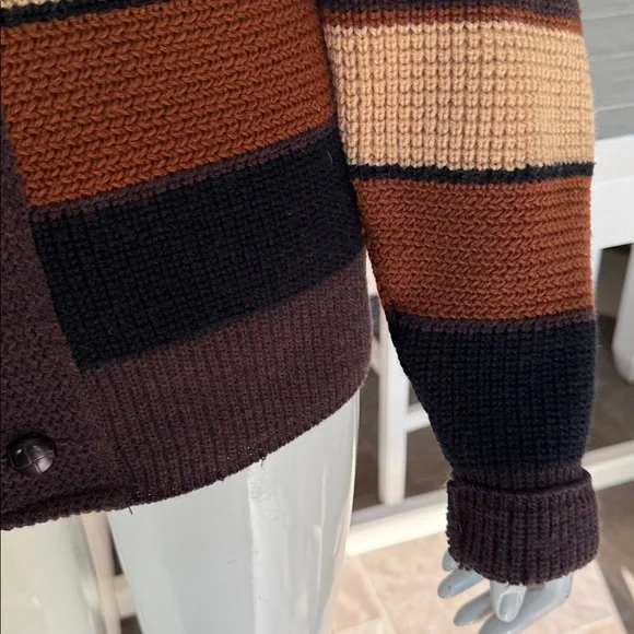 Vintage JANTZEN grandpacore wool cardigan, brown multicolour EUC unisex - Picture 4 of 11